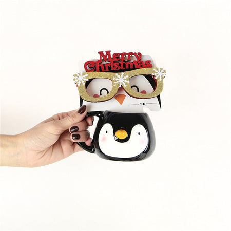 Caneca de Natal Pinguim + Óculos - Papelaria Encantada