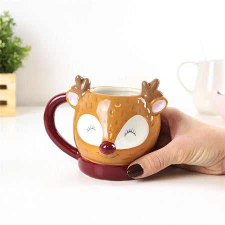 Caneca de Natal Rena + Óculos - Papelaria Encantada