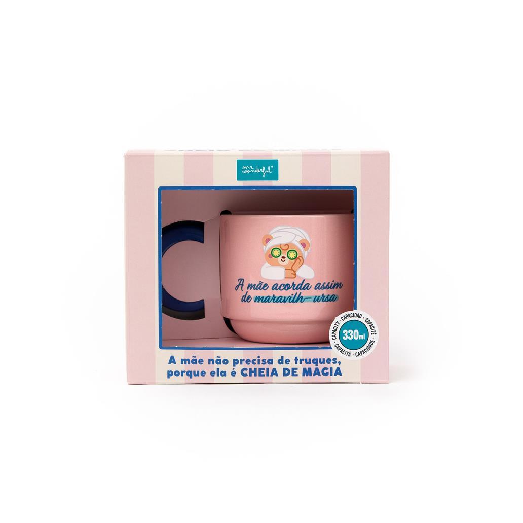 Caneca Empilhável - A mãe acorda assim maravilh - ursa - Mr Wonderful - Papelaria Encantada