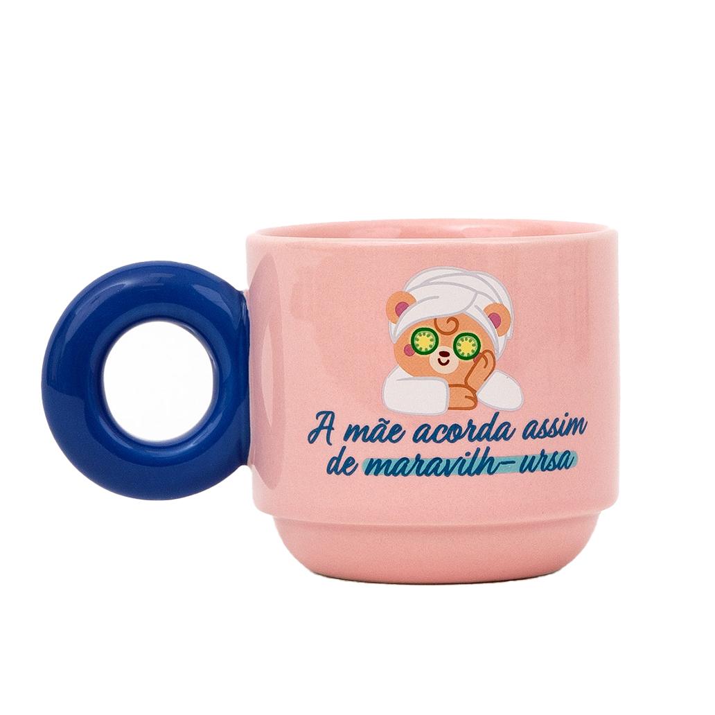 Caneca Empilhável - A mãe acorda assim maravilh - ursa - Mr Wonderful - Papelaria Encantada