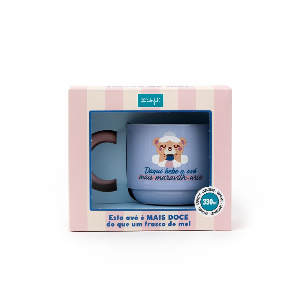 Caneca Empilhável - Daqui bebe a avó mais maravilh - ursa - Mr Wonderful - Papelaria Encantada