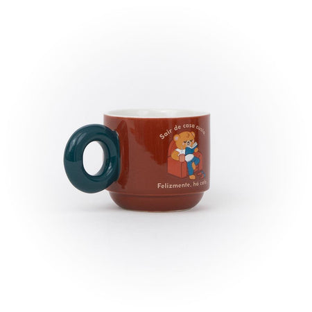 Caneca empilhável Urso - Sair de casa custa. Felizmente, há café. - Mr. Wonderful - Papelaria Encantada