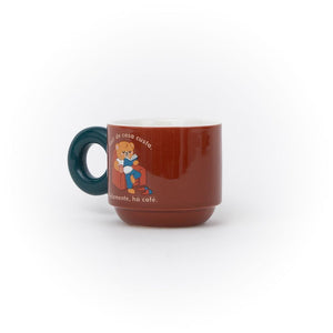 Caneca empilhável Urso - Sair de casa custa. Felizmente, há café. - Mr. Wonderful - Papelaria Encantada