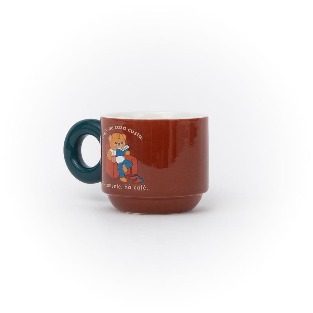 Caneca empilhável Urso - Sair de casa custa. Felizmente, há café. - Mr. Wonderful - Papelaria Encantada