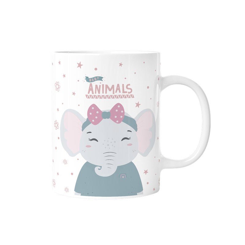 Caneca infantil cerâmica 330ml Aurea Kids - Elefante - Papelaria Encantada