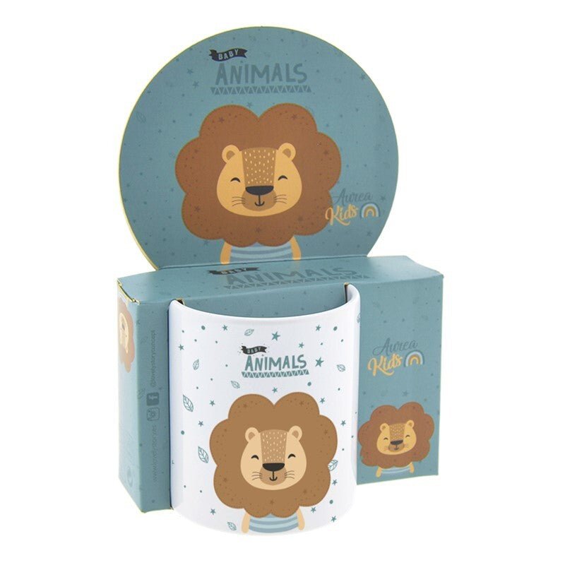 Caneca infantil cerâmica 330ml Aurea Kids - Leão - Papelaria Encantada