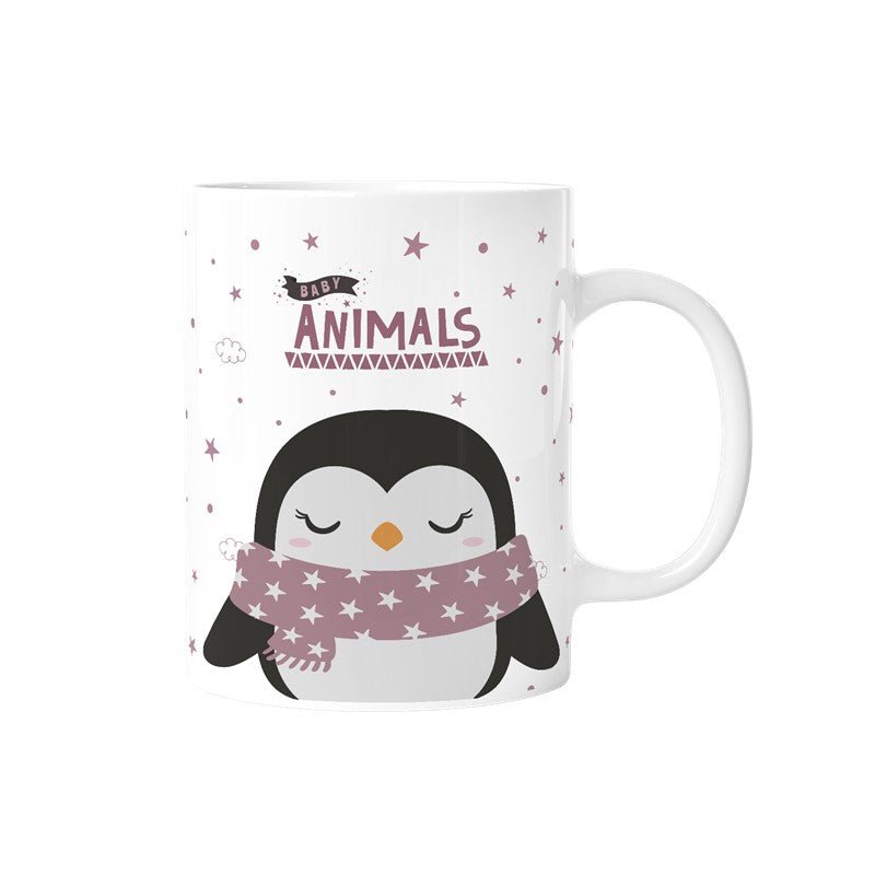 Caneca infantil cerâmica 330ml Aurea Kids - Pinguim - Papelaria Encantada