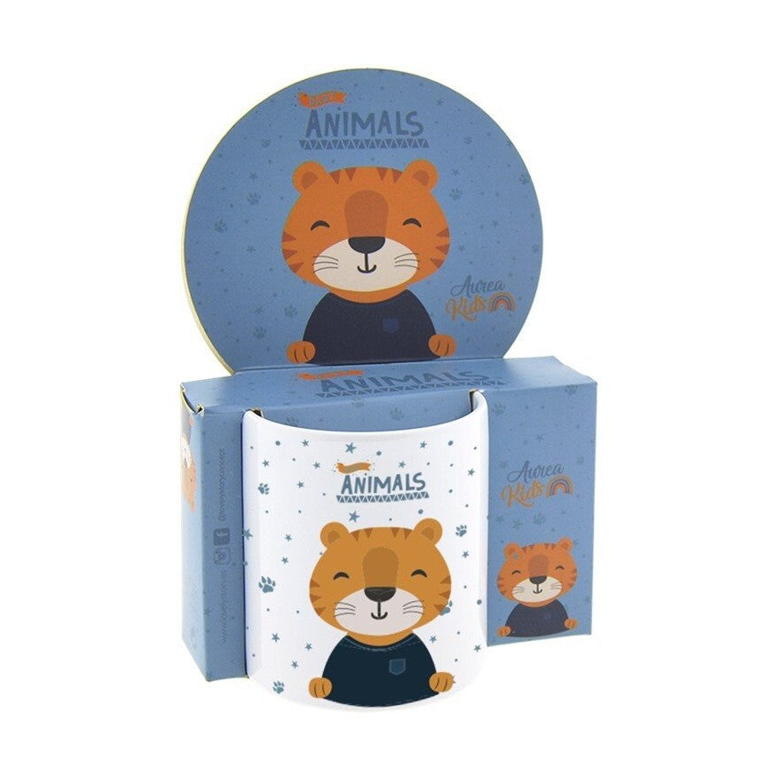 Caneca infantil cerâmica 330ml Aurea Kids - Tigre - Papelaria Encantada