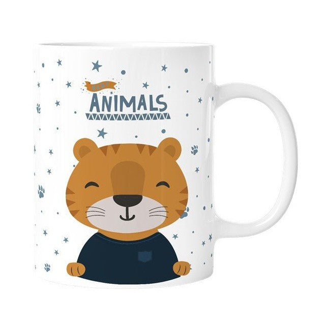 Caneca infantil cerâmica 330ml Aurea Kids - Tigre - Papelaria Encantada
