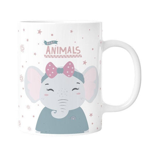 Caneca infantil plástico 330ml Aurea Kids - Elefante - Papelaria Encantada