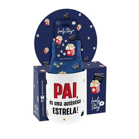Caneca + Meias - Pai és uma autentica estrela - Papelaria Encantada