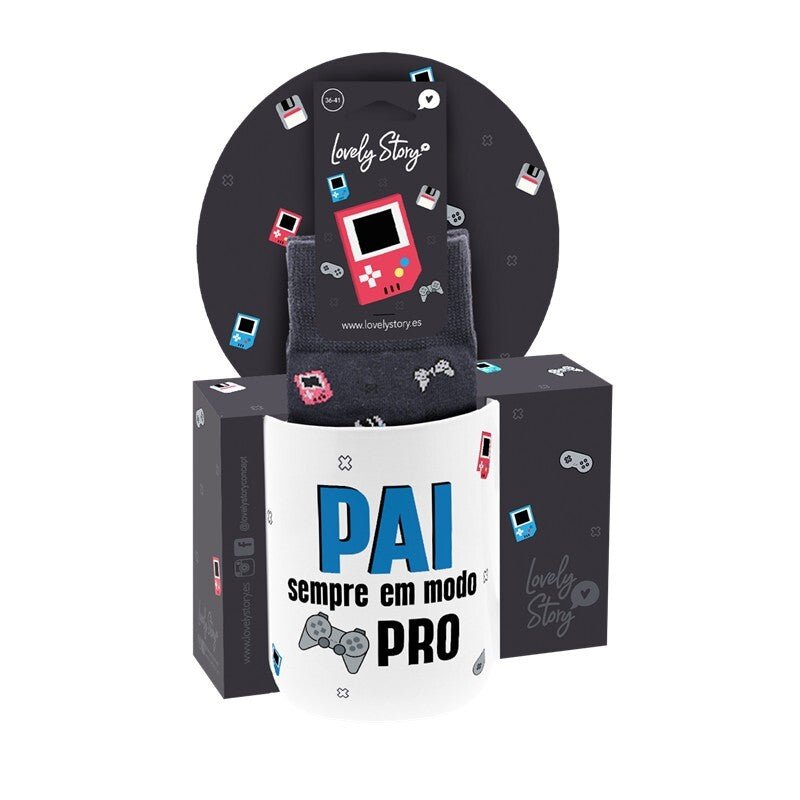 Caneca + Meias - Pai sempre em modo Pro - Papelaria Encantada