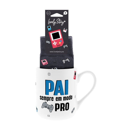 Caneca + Meias - Pai sempre em modo Pro - Papelaria Encantada