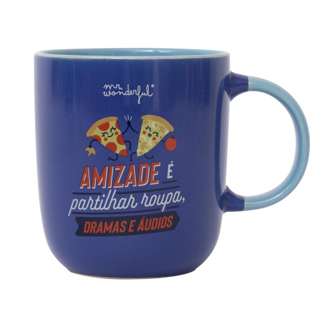 Caneca Mr. Wonderful - Amizade é partilhar roupa, dramas e áudios - Papelaria Encantada
