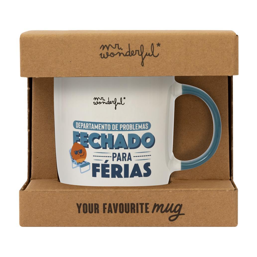 Caneca Mr. Wonderful - Departamento de problemas fechado para férias - Papelaria Encantada