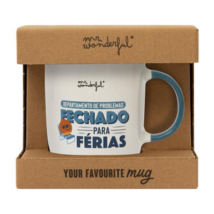 Caneca Mr. Wonderful - Departamento de problemas fechado para férias - Papelaria Encantada