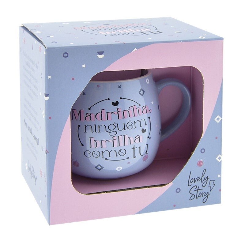 Caneca oval 400ml - Madrinha, ninguém brilha como tu - Papelaria Encantada