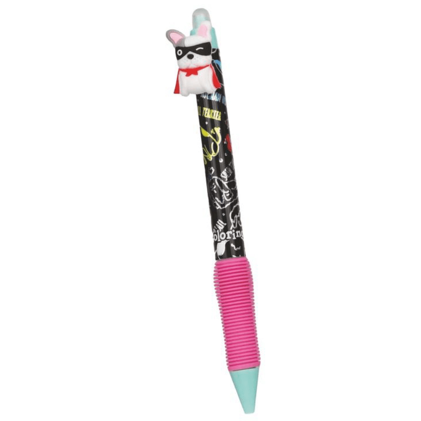 Caneta apagável bulldog com mascara - Papelaria Encantada