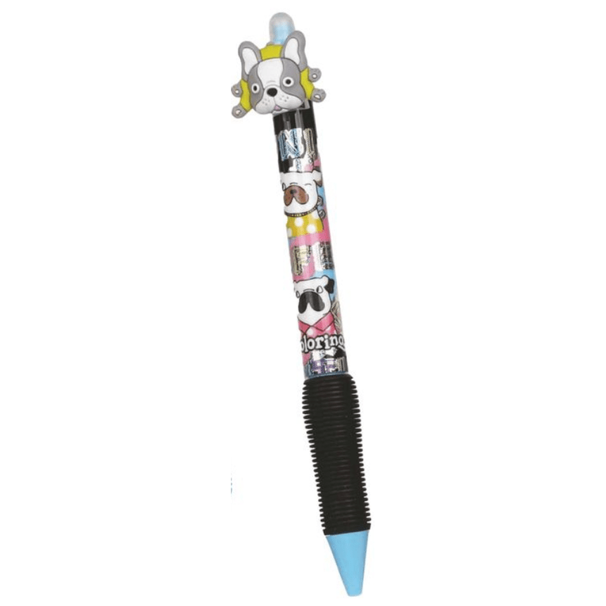 Caneta apagável bulldog com roupa amarela - Papelaria Encantada