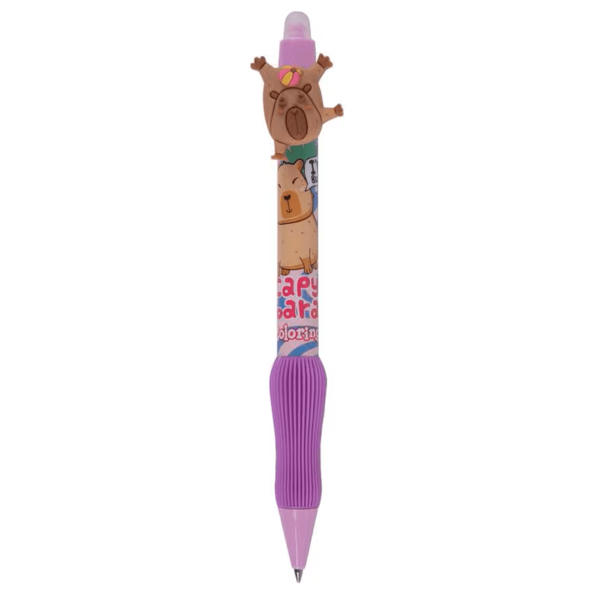 Caneta Apagavel Capivara Verão Roxo - Papelaria Encantada