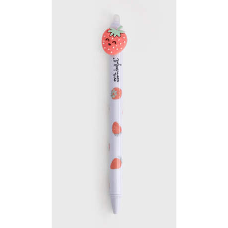 Caneta Apagável e retrátil Morango - Mr. Wonderful - Papelaria Encantada