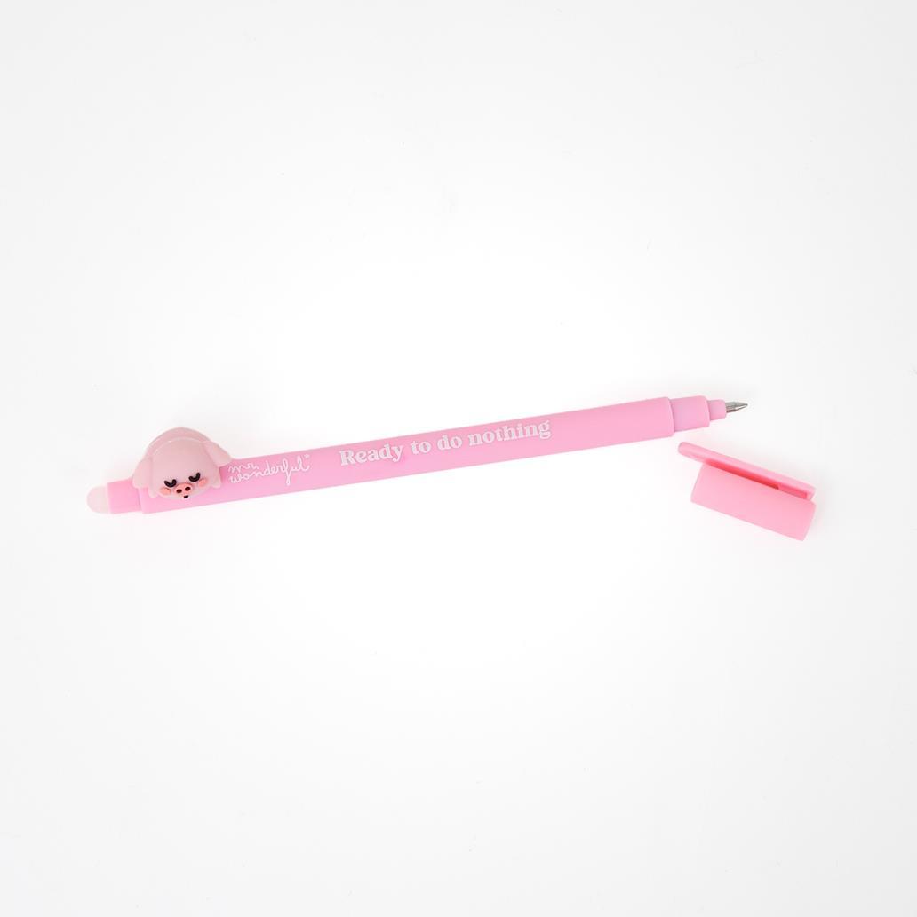 Caneta apagável Porco Lazy Bo - bo - Ready to do nothing - Mr. Wonderful - Papelaria Encantada