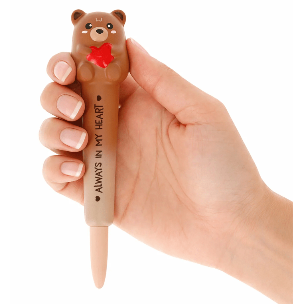 Caneta de gel macia com ursinho de peluche "Sempre no Meu Coração" - Squeezies - Legami - Papelaria Encantada