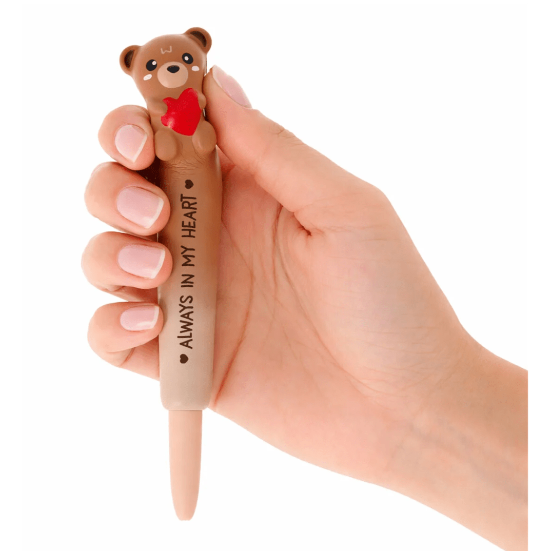 Caneta de gel macia com ursinho de peluche "Sempre no Meu Coração" - Squeezies - Legami - Papelaria Encantada