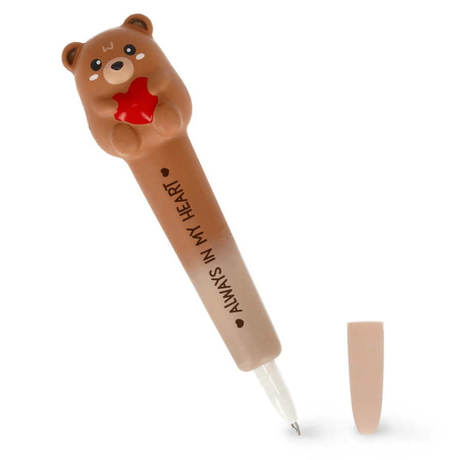 Caneta de gel macia com ursinho de peluche "Sempre no Meu Coração" - Squeezies - Legami - Papelaria Encantada