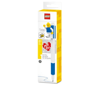 Caneta Gel com mini boneco LEGO Vermelho com tinta Azul - Papelaria Encantada