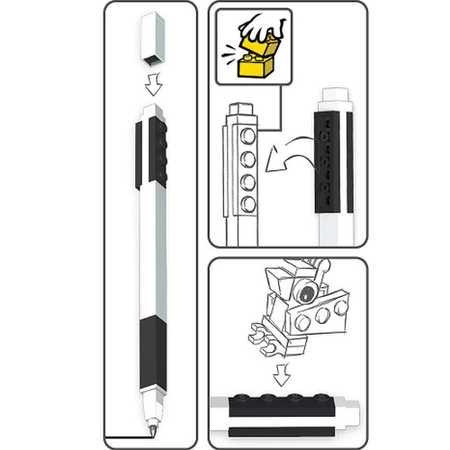 Caneta Gel com mini boneco LEGO vermelho com tinta Preta - Papelaria Encantada