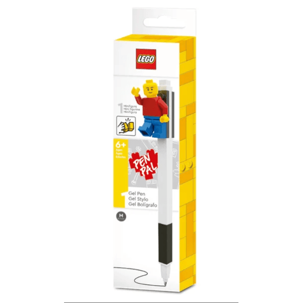 Caneta Gel com mini boneco LEGO vermelho com tinta Preta - Papelaria Encantada