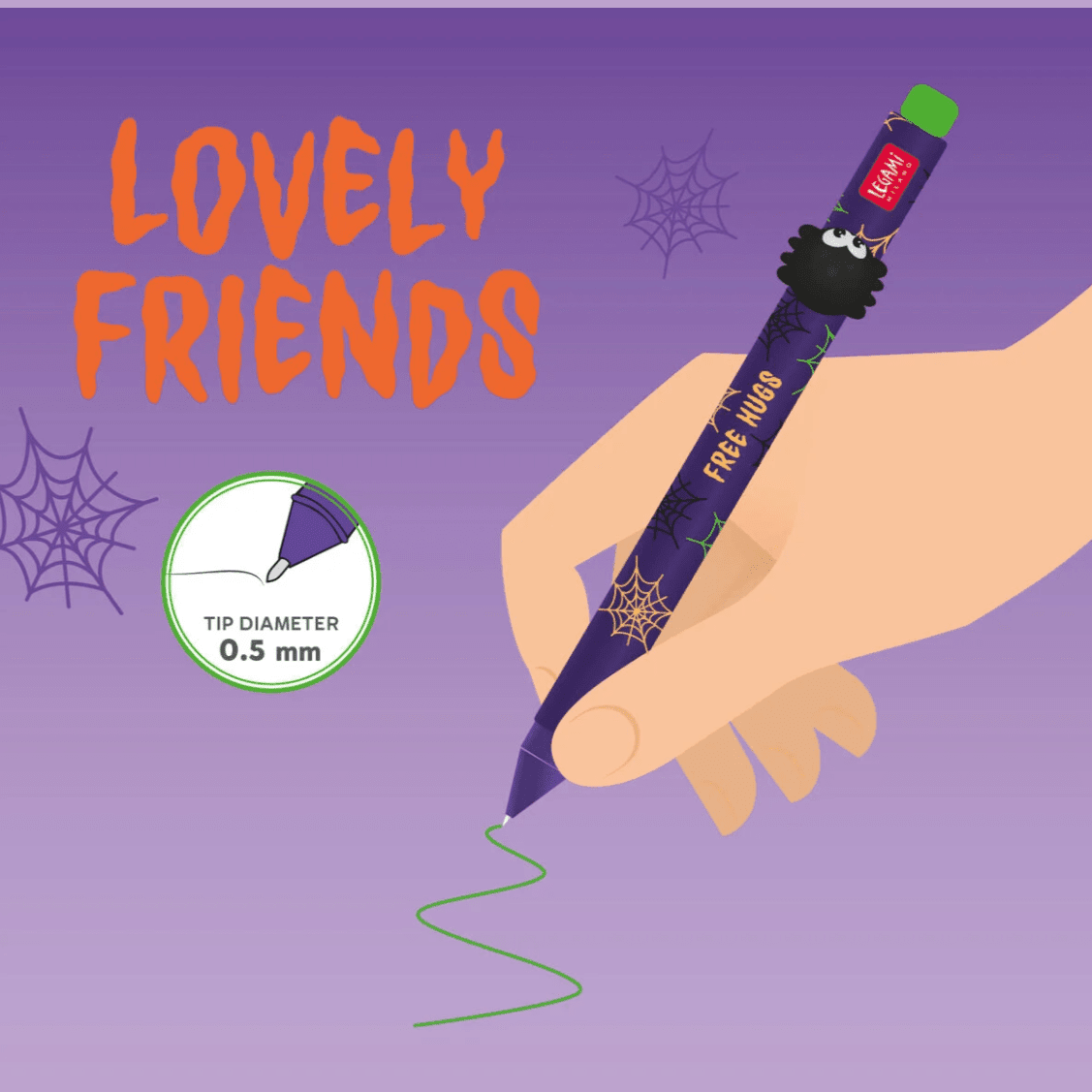 Caneta lovely friends Halloween aranha legami - Papelaria Encantada