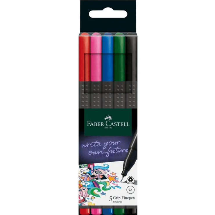 Canetas Fineliner Faber-Castell 5 unidades - Papelaria Encantada