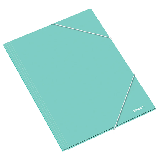 Capa com Elástico Ambar School Almaço Cartolina A4 Azul Turquesa - Papelaria Encantada