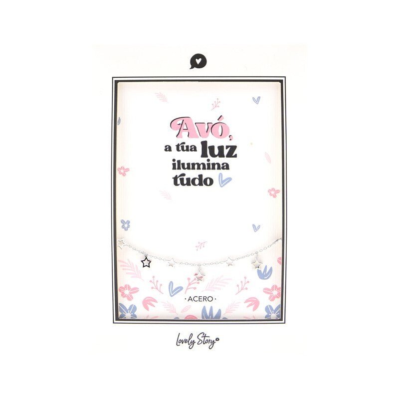 Colar de aço prateado - Avó a tua luz ilumina tudo - Papelaria Encantada