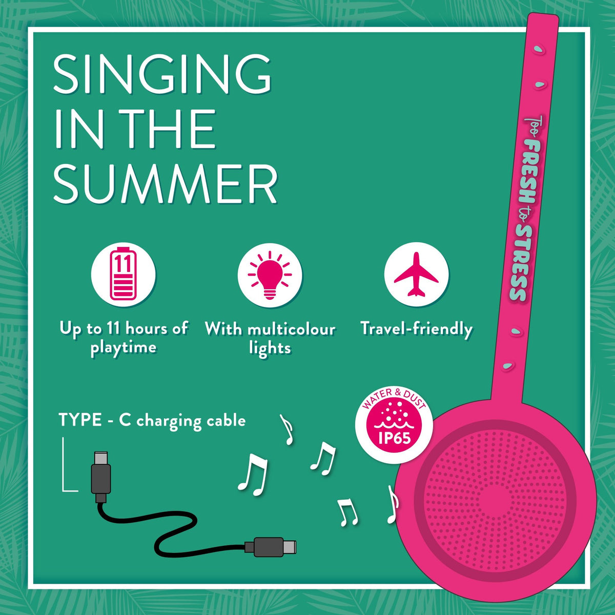 Coluna de som à prova de agua Legami - Singing in the summer - Papelaria Encantada