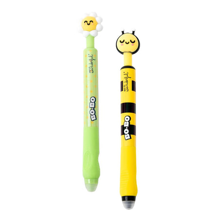 Conjunto 2 canetas apagáveis Bo - Bo Click - Abelha e Margarida Mr.wonderful - Papelaria Encantada