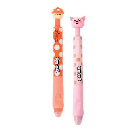Conjunto 2 canetas apagáveis Bo - Bo Click - Cogumelo e Porco Mr.wonderful - Papelaria Encantada