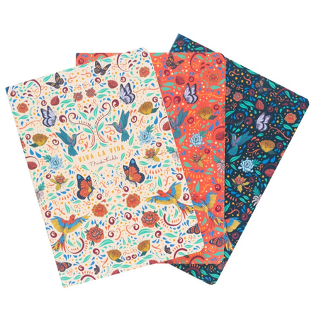 Conjunto 3 cadernos A5 Frida Kahlo Viva la vida - Papelaria Encantada