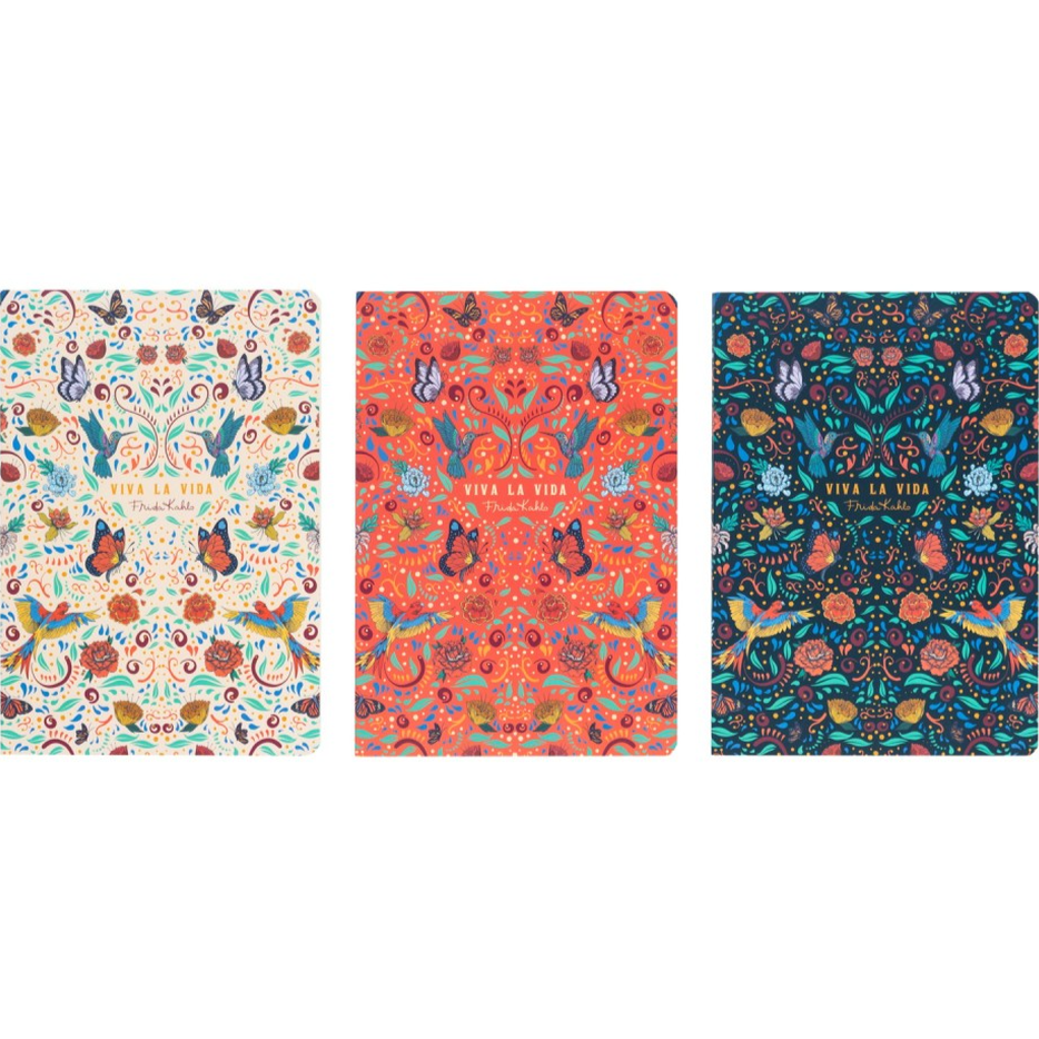 Conjunto 3 cadernos A5 Frida Kahlo Viva la vida - Papelaria Encantada