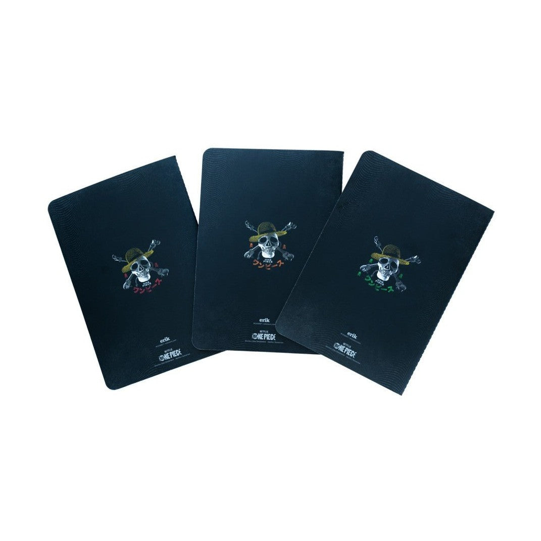 Conjunto 3 cadernos A5 One Piece Luffy Zoro e Nami - Papelaria Encantada