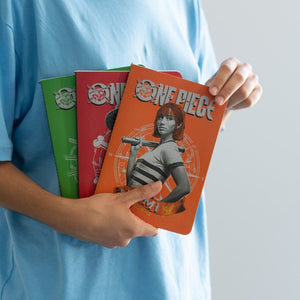 Conjunto 3 cadernos A5 One Piece Luffy Zoro e Nami - Papelaria Encantada