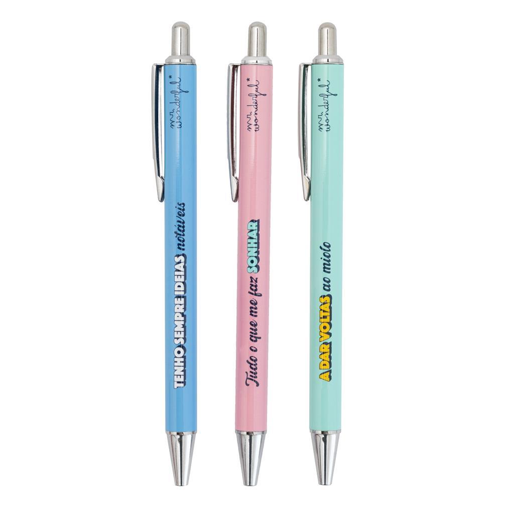 Conjunto 3 esferográficas para apontar ao alvo e concretizar sonhos - Mr.wonderful - Papelaria Encantada