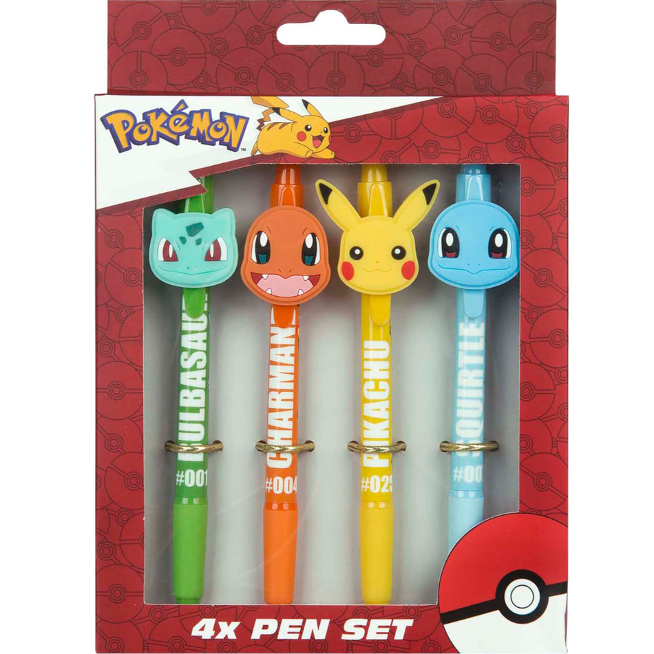 Conjunto 4 canetas Pokemon - Papelaria Encantada