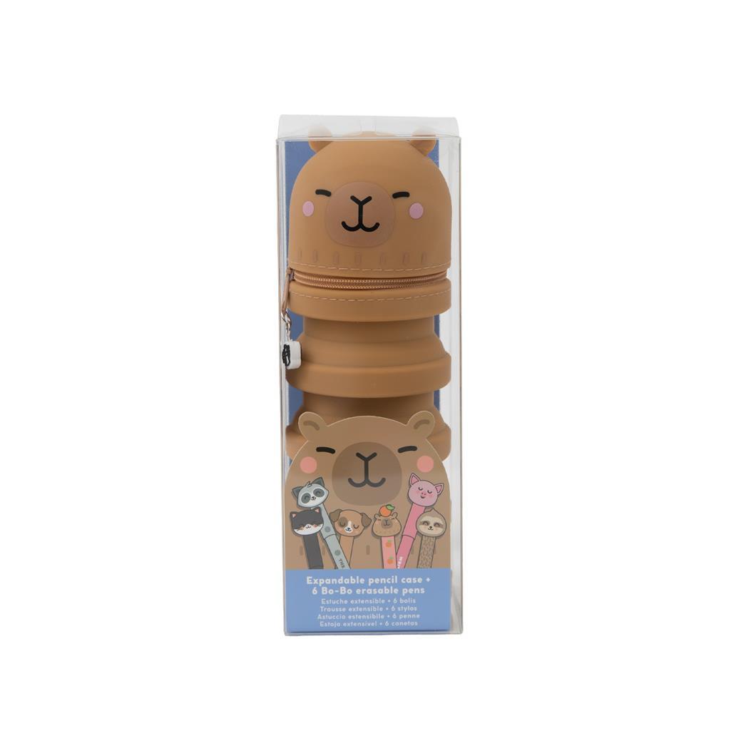 Conjunto 6 canetas apagáveis Bo - Bo + estojo de silicone Capivara Mr.wonderful - Papelaria Encantada