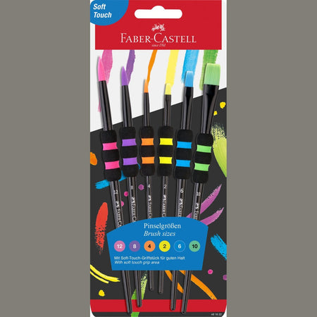 Conjunto 6 pinceis pretos Faber-Castell - Papelaria Encantada