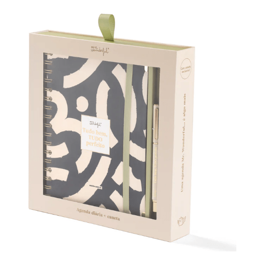 Conjunto Agenda 25-26 + Caneta - Tudo Perfeito - Papelaria Encantada