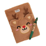 Conjunto caderno A5 fofinho + esferográfica multicolorida - Rena - Papelaria Encantada