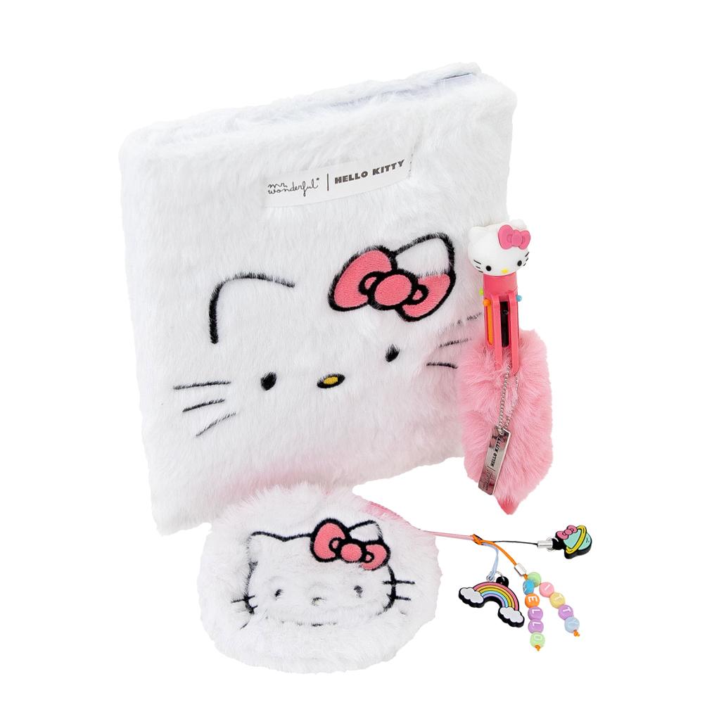 Conjunto caderno A5 fofinho, porta - moedas e esferográfica Hello Kitty Mr Wonderful - Papelaria Encantada
